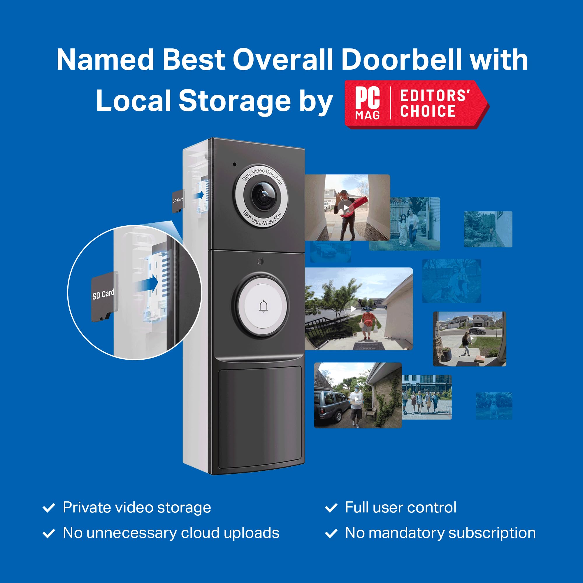 Tapo D225 Ultra-Wide 2K+ Smart Video Doorbell (Chime Included)