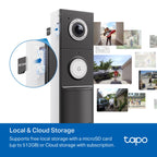 Tapo D225 Ultra-Wide 2K+ Smart Video Doorbell (Chime Included)