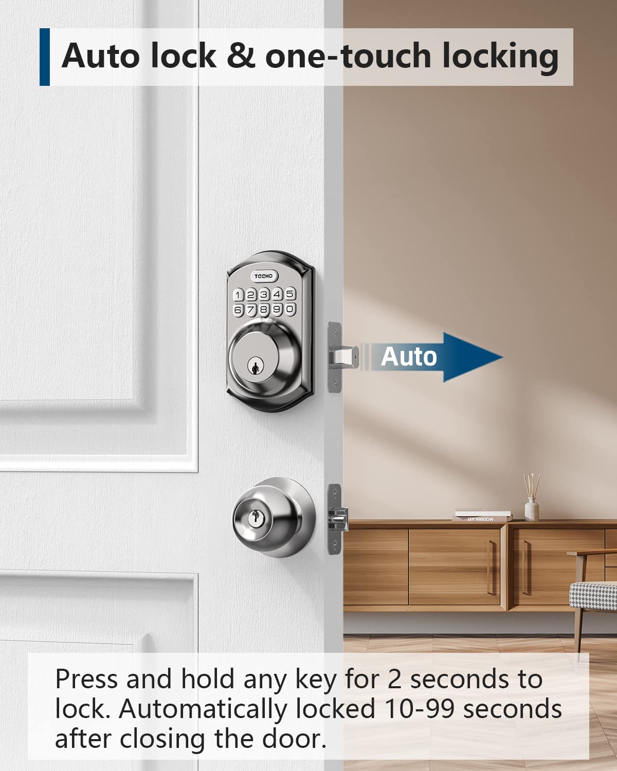 TEEHO Weatherproof Electronic Keypad Deadbolt with One-Time Guest Codes