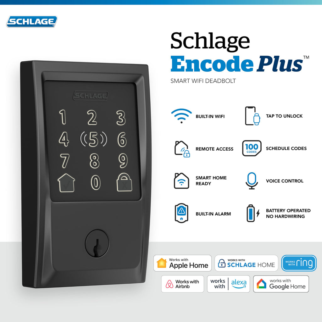 Schlage Encode Plus Smart Wi-Fi Deadbolt (Apple HomeKey Compatible)