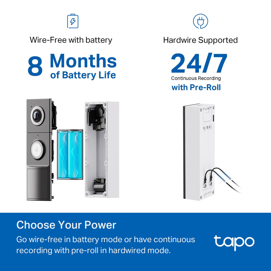 Tapo D225 Ultra-Wide 2K+ Smart Video Doorbell (Chime Included)