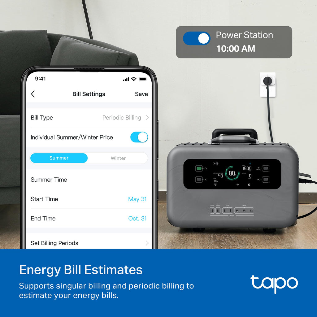 TP-Link Tapo P110M Compact Smart Outlet 4-Pack (15A, Matter & Energy Monitor)