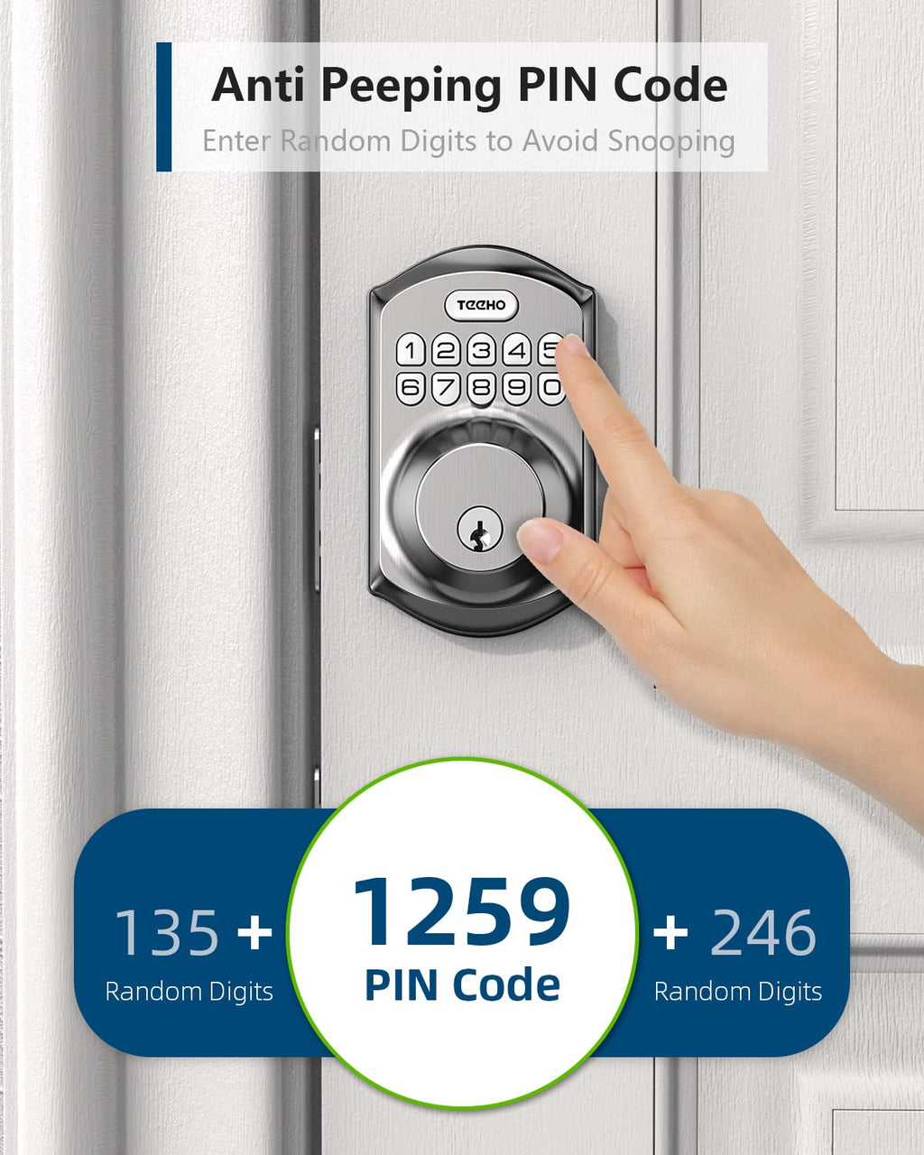 TEEHO Weatherproof Electronic Keypad Deadbolt with One-Time Guest Codes