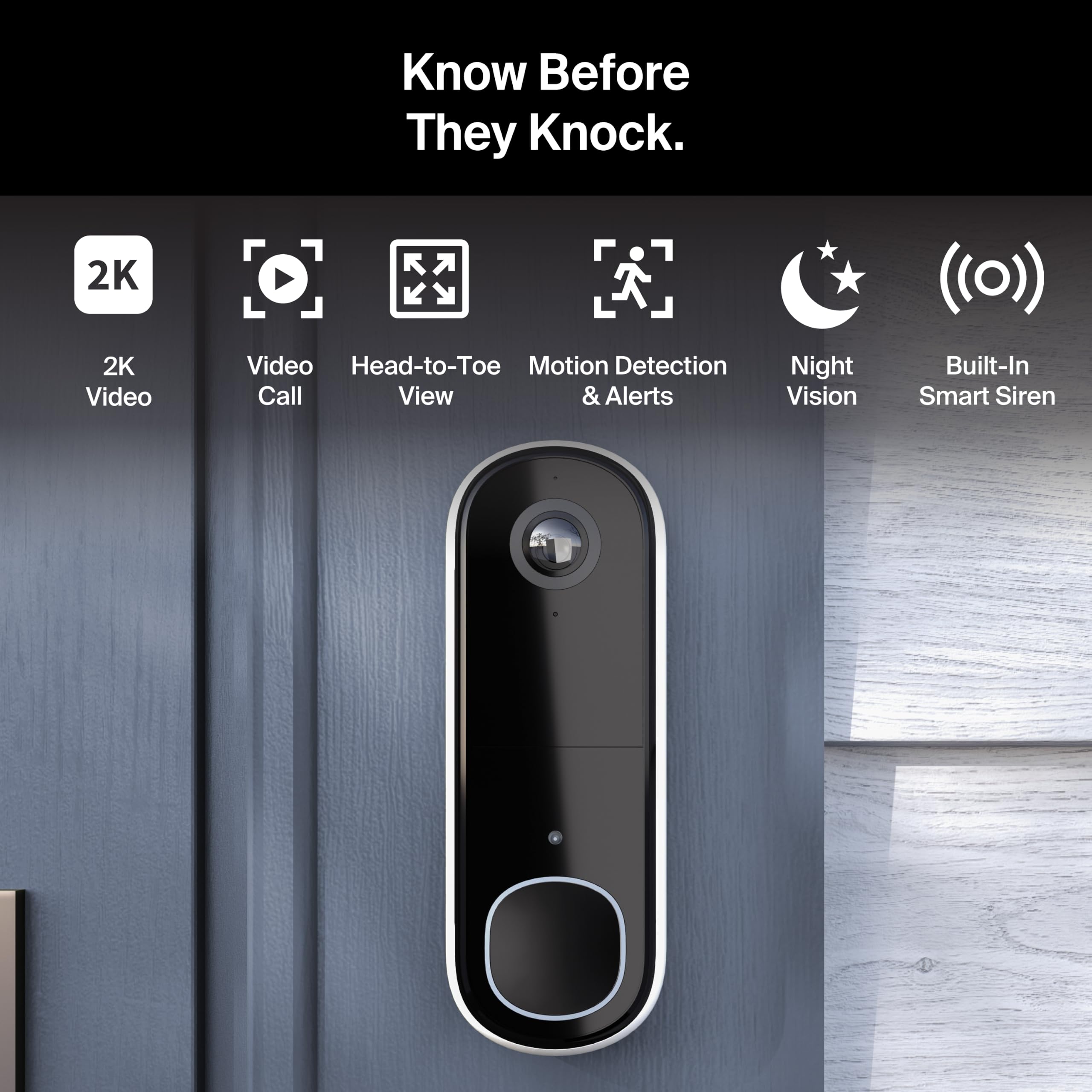 Arlo Essential 2K Wireless Video Doorbell (180° View)