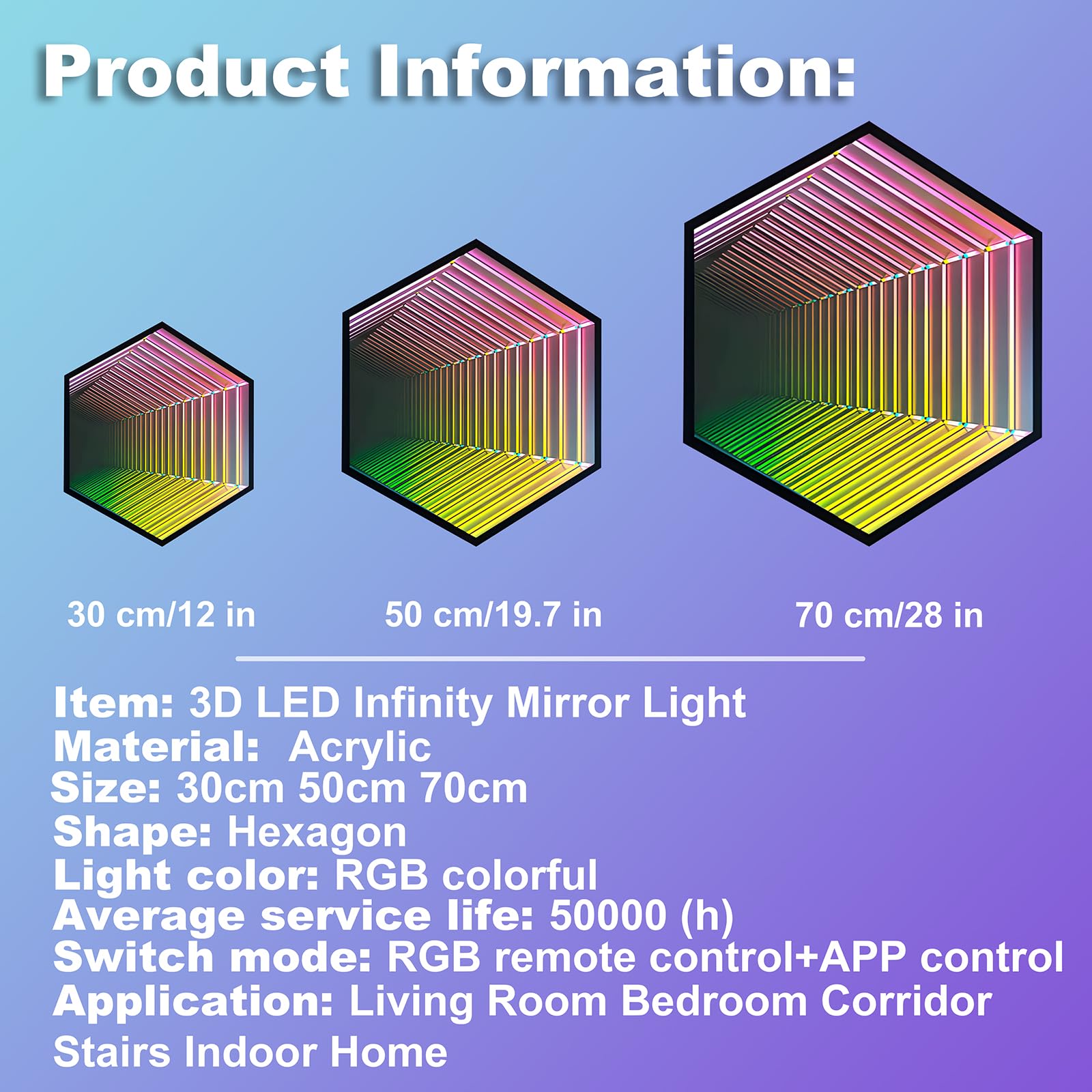 Hexagon 3D Infinity Mirror Light